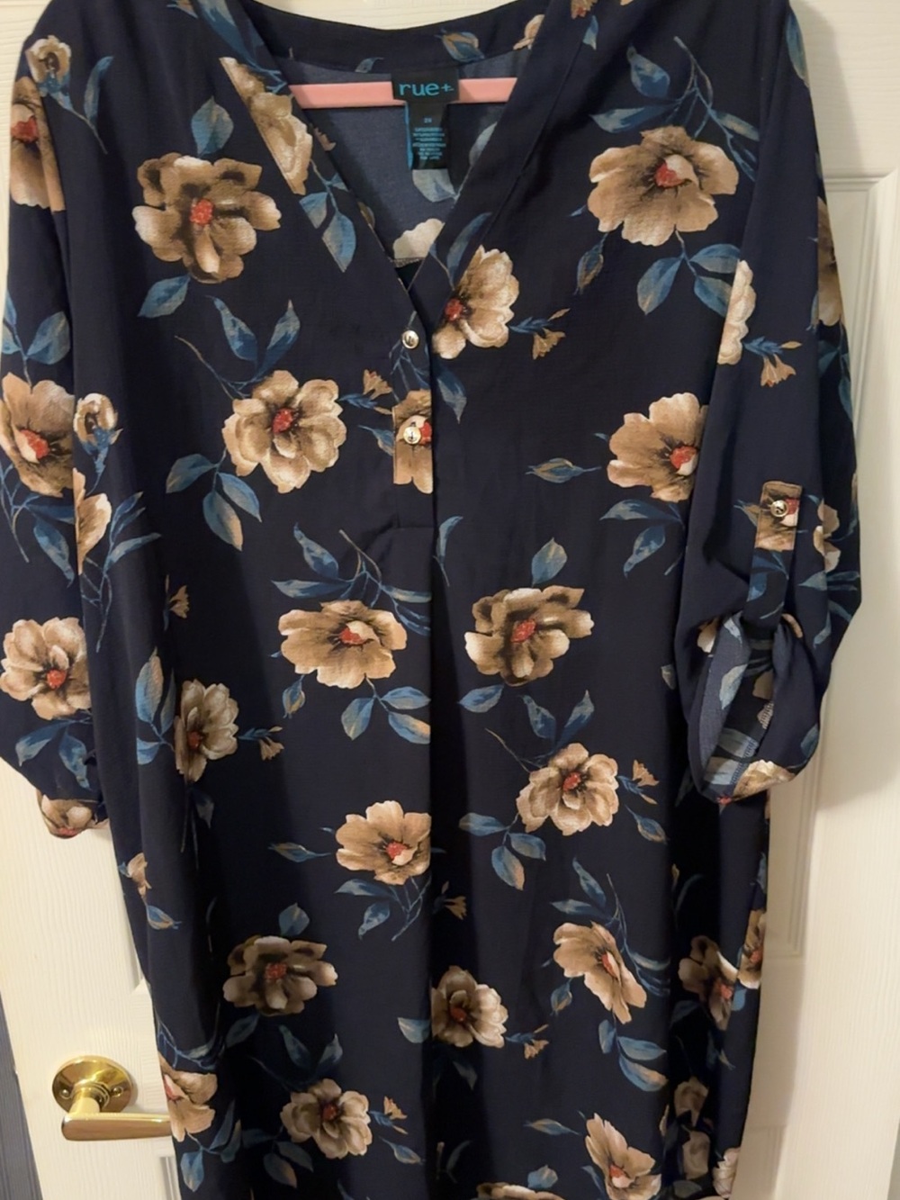 Rue21 Navy Floral Mini Dress with Beige and Blue Flowers